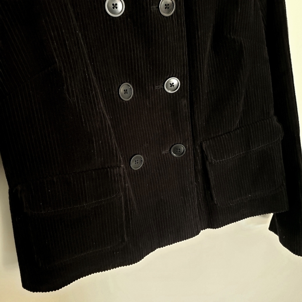 Vintage Gap Blazer Jacket Corduroy Double Breasted Lined Black Womens Medium Y2K - Picture 3 of 11